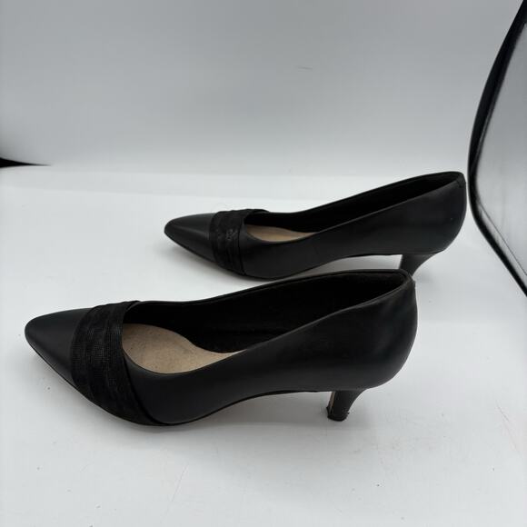 Clarks Collection Heels Womens 7.5 M Linvale Madie Pumps Pointed Toe Black - Picture 5 of 10